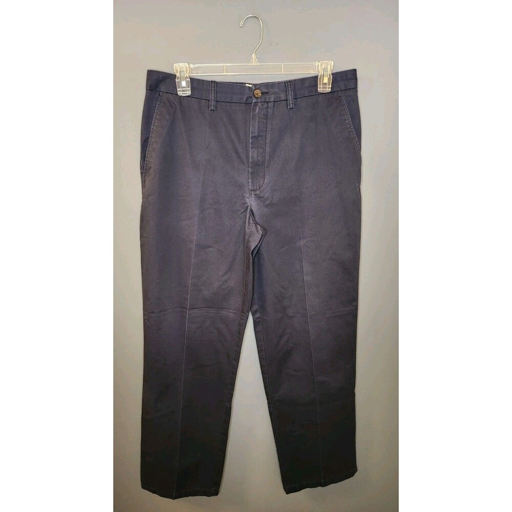 St. John's Bay Pants Mens 36x34 Navy Worry Free Classic Fit Khakis Flat Straight